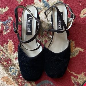 Unlisted Black Velvet Low Heels